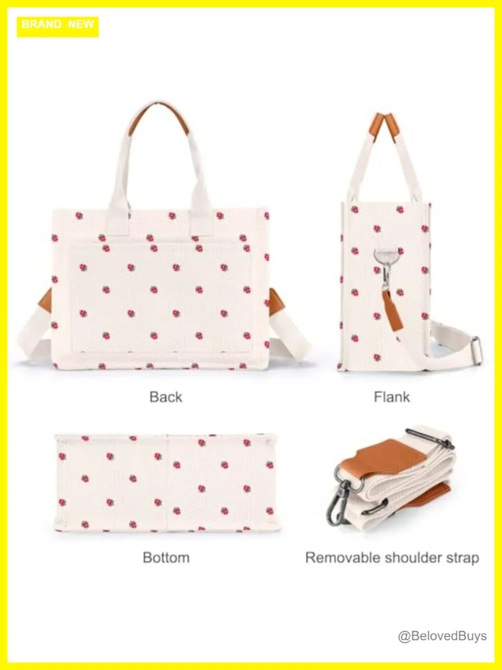 Canvas Tote Bag with Pockets Crossbody Shoulder Handbag Work Travel